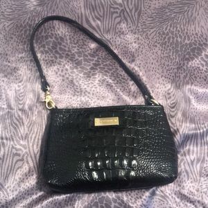 Black Brahmin alligator embossed leather bag